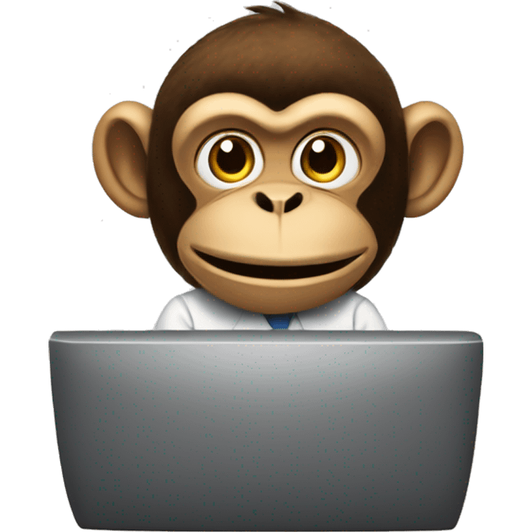 Monkey at call center wearing a shirt saying hump day emoji