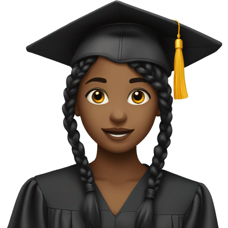 black girl with black braids with a graduation cap on emoji