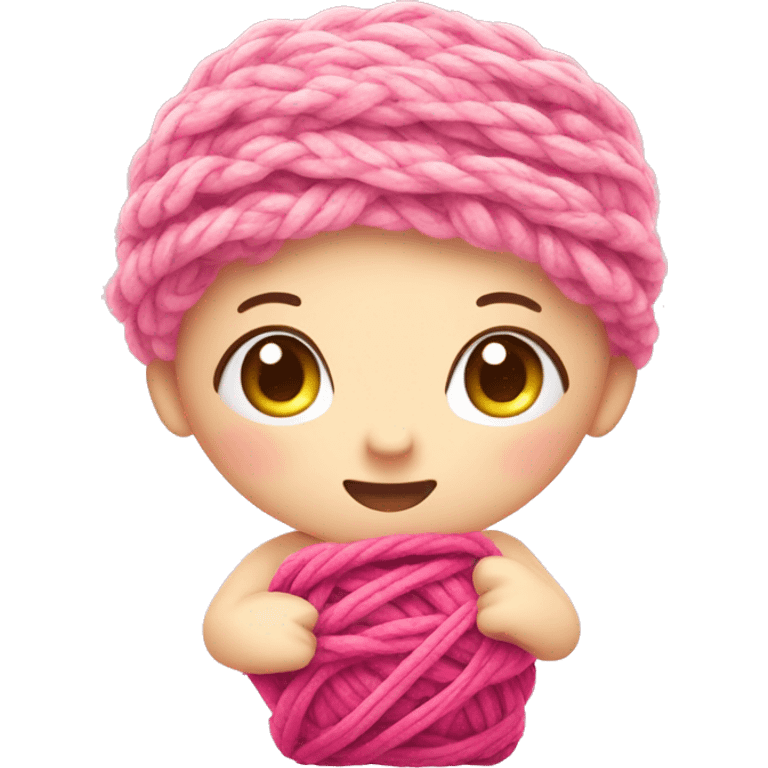 Sonny Angel with a pink yarn emoji