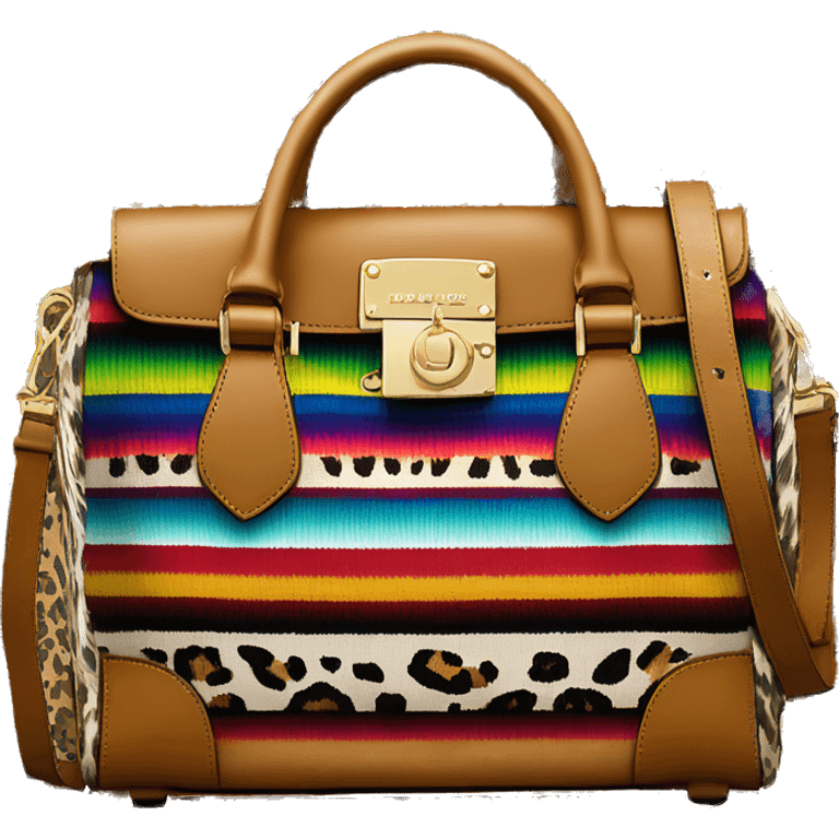 Realistic Michael kors serape with leopard print pattern satchel purse. emoji