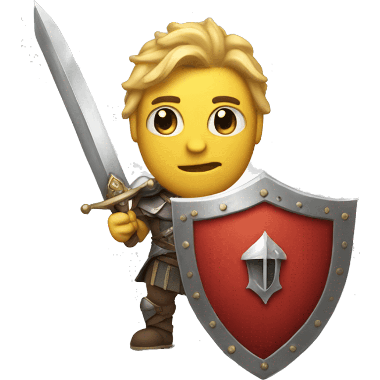 fantasythemed emoji with sword and shield emoji