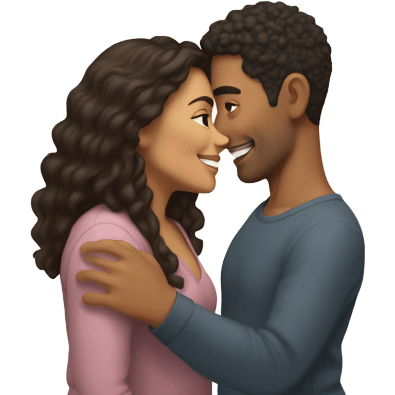 Latina woman and mixed man in love emoji