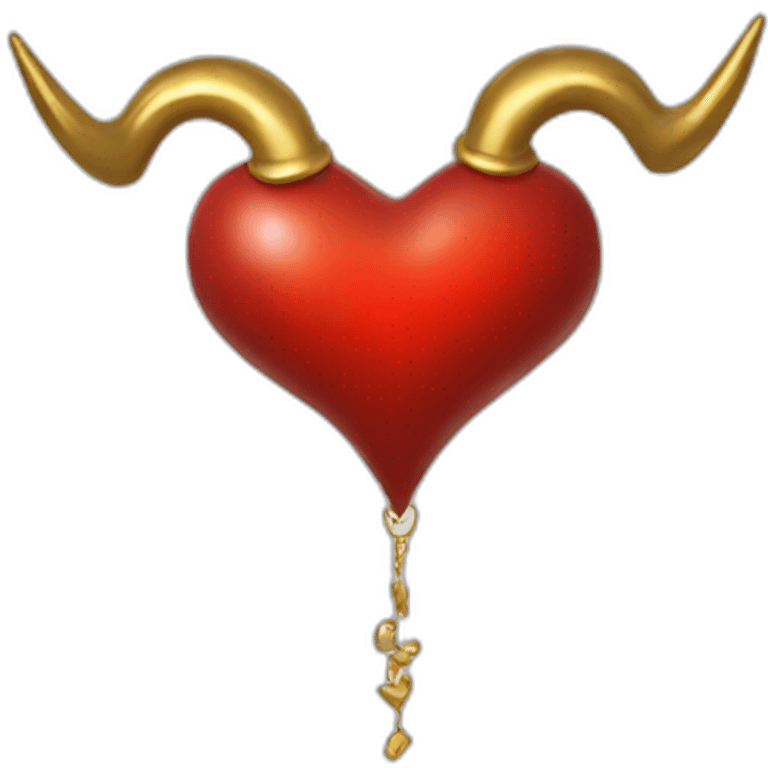 Red heart frame with gold horns emoji