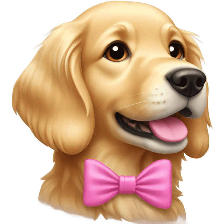 Golden retriever with pink bow  emoji