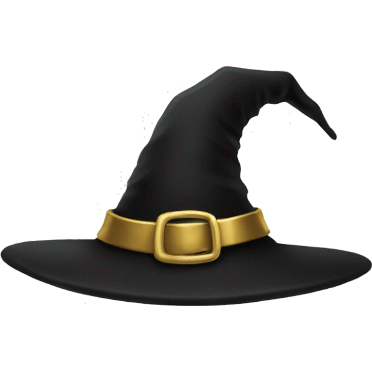 a black witch hat with a gold buckle emoji