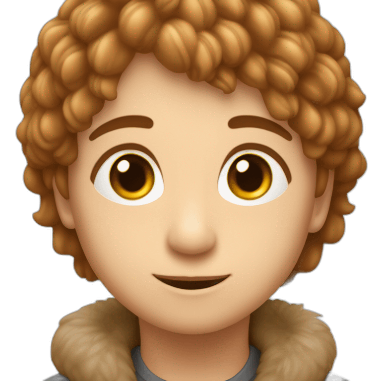 Kleiner Junge mit braunen Haaren und braunen Augen und eine Schildkröte aus plüsch emoji