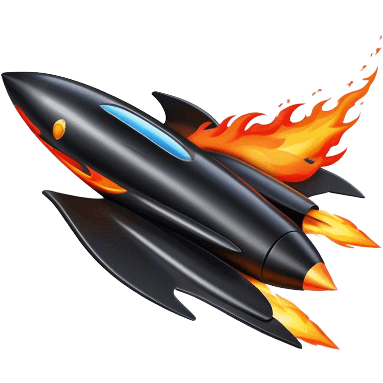 driving fine black rocket with fire color france emoji