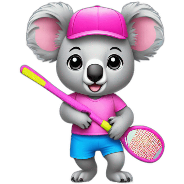 koala with pink band head playing padel emoji