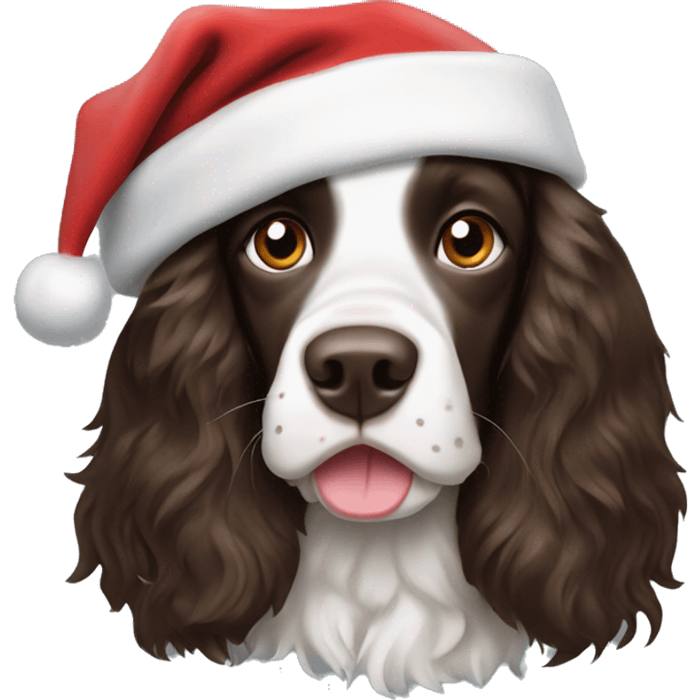 Springer spaniel with Santa hat emoji