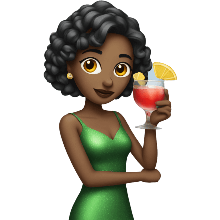 Holiday party girl with a cocktail  emoji