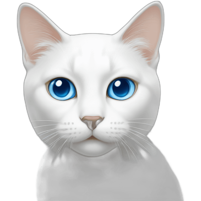 White cat, blue eyes and gold noise emoji