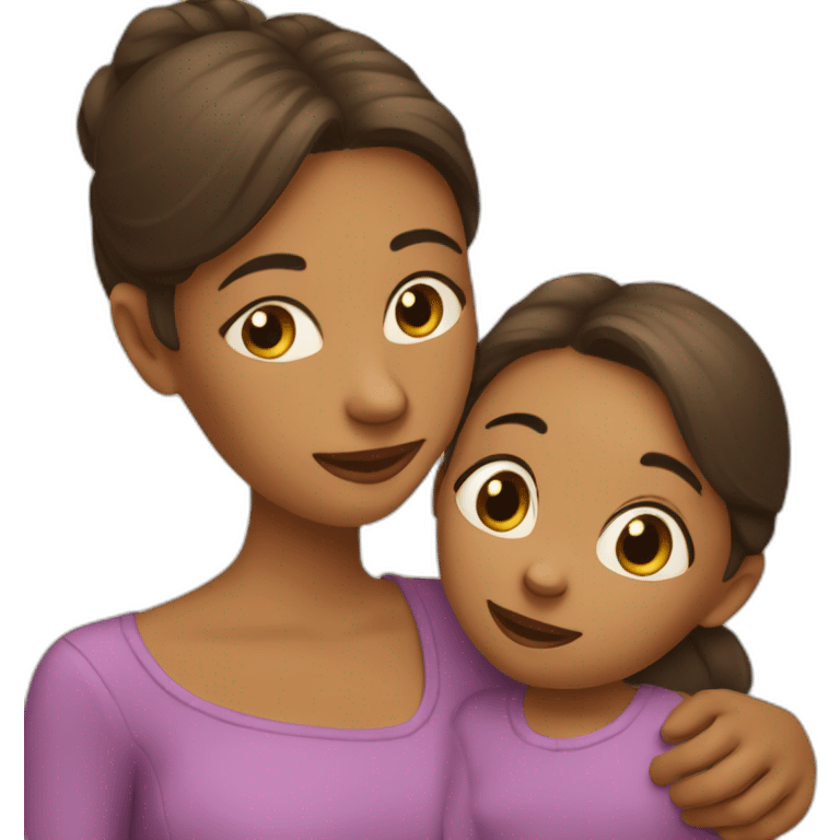 maman qui fait un calin à sa fille emoji