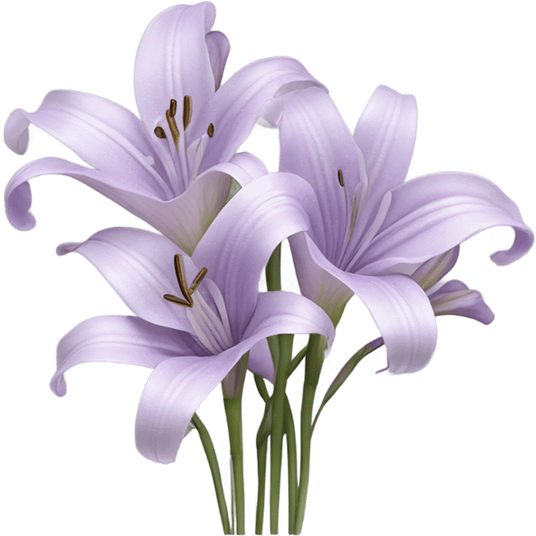 Flower Bouquet of pastel violet lilies realistic emoji