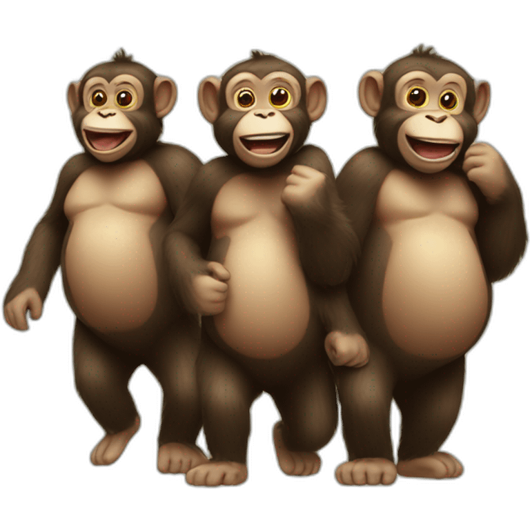 3 old fat happy monkeys full body emoji