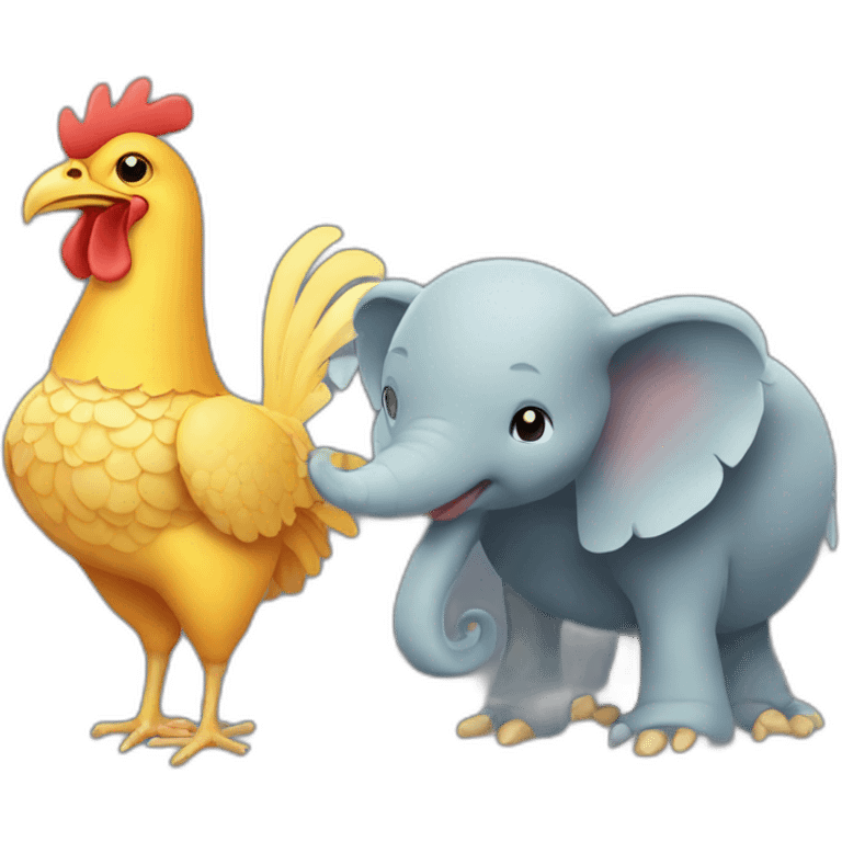 Chicken with turtle with  elephant emoji