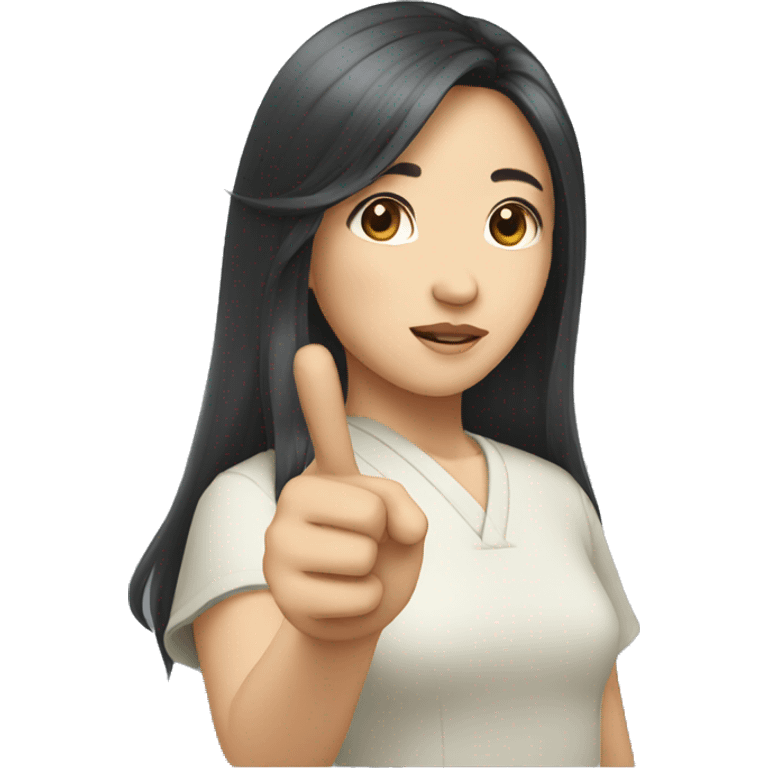 chinese girl with long hair pointing at herself emoji