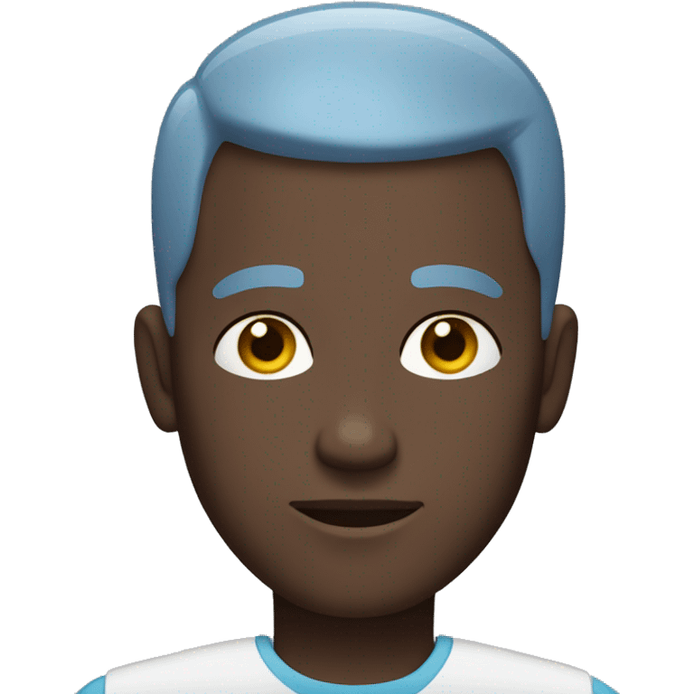 a man with dark skin, blue eyes and a buzz cut hairstyle with his hand on his forehead emoji