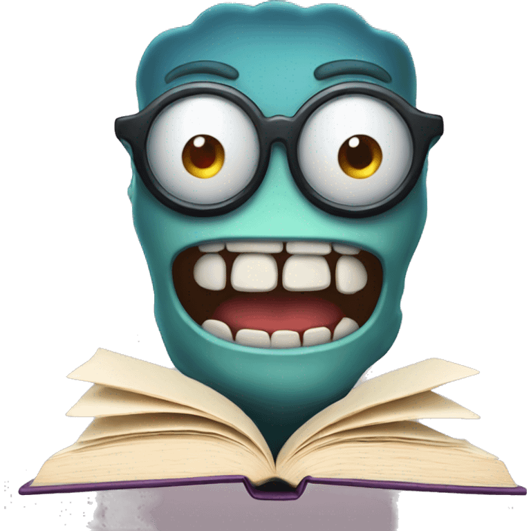 book with teeth and four eyes that can bite you easily emoji