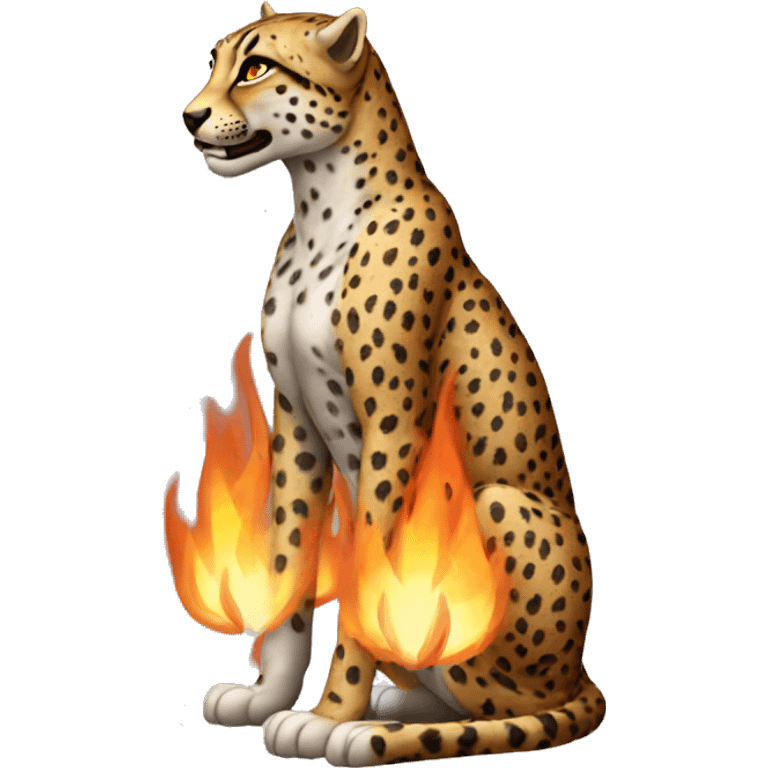 side view gepard with fire emoji