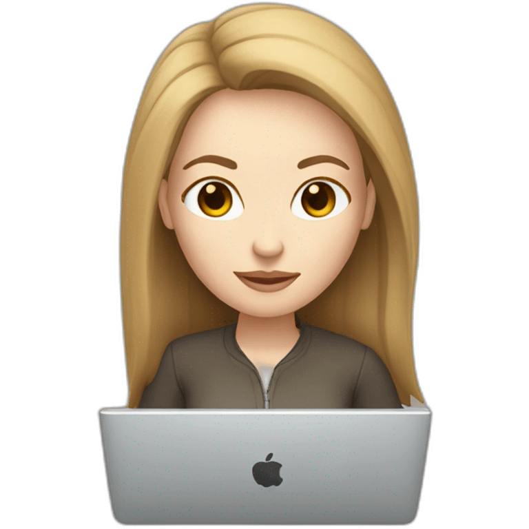 woman on a computer seen behind pale skin brown hair emoji