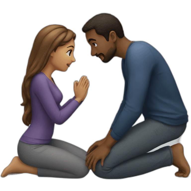 Woman on knees facing man emoji