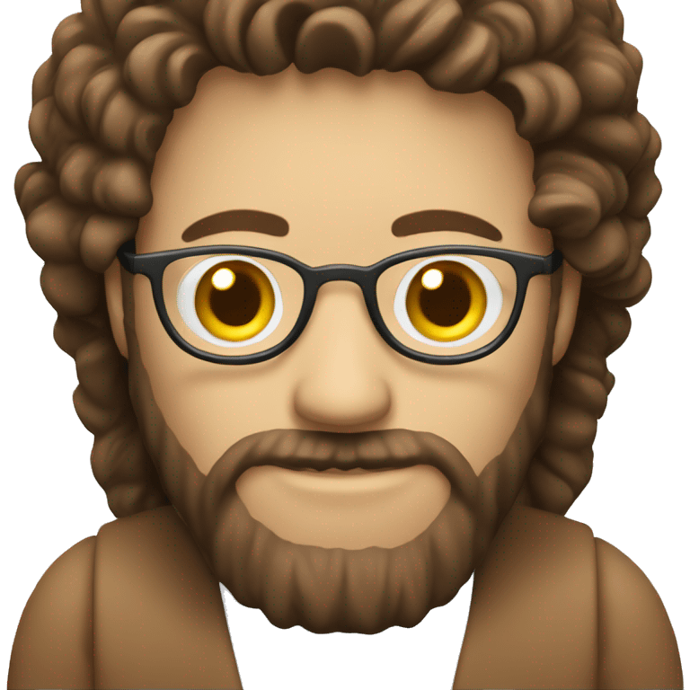 A white man with a beard, brown hair and a macbook, coding emoji