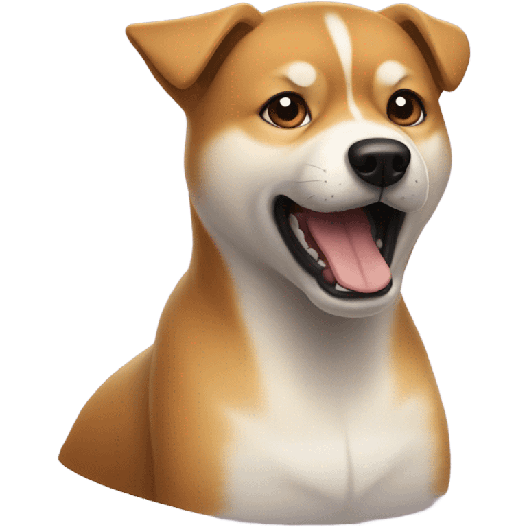 a dog named tony who is a shiba inu mix terrier slash shepherd small cute but fierce  emoji