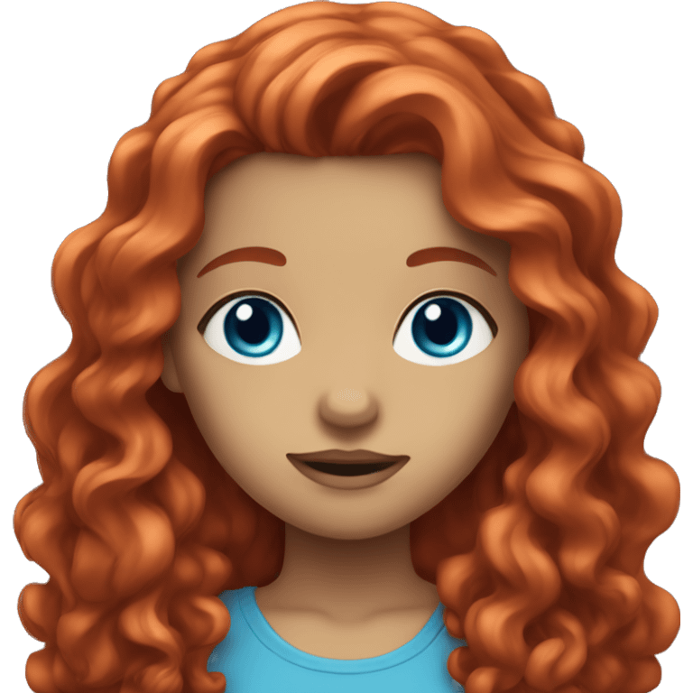 girl with red long wavy hair and blue eyes emoji