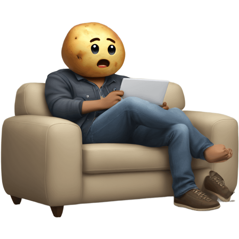 Potato playing video games on a couch  emoji