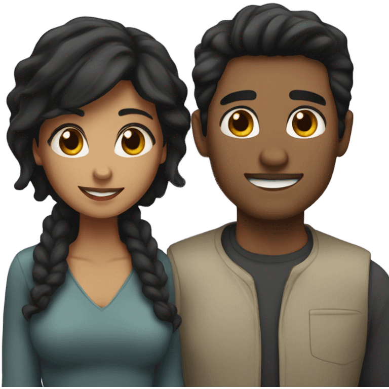 Couple with black hair one man and one girl  emoji