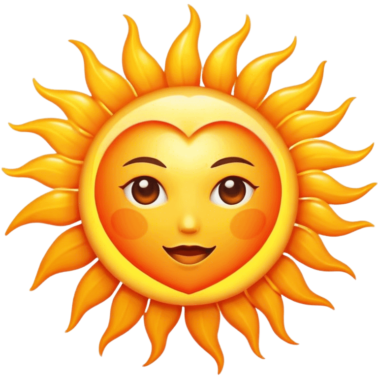 Heart shaped sun closeup emoji