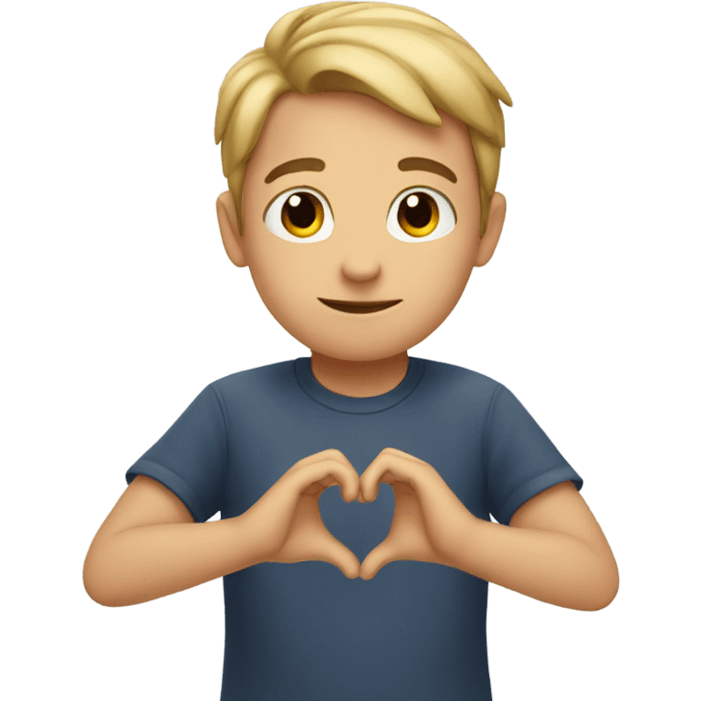 boy making heart shape hands emoji