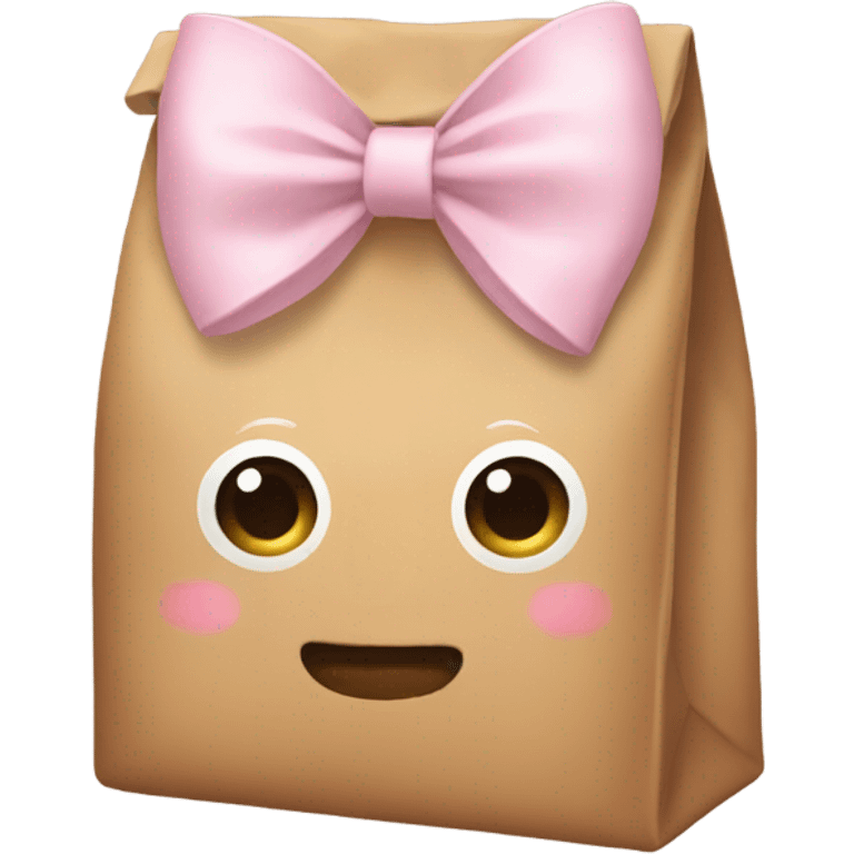 Brown bag with pastel cream bow emoji