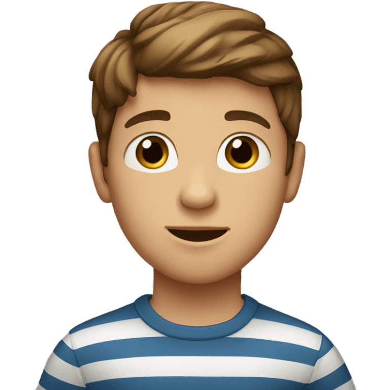 brown haired boy in stripes emoji