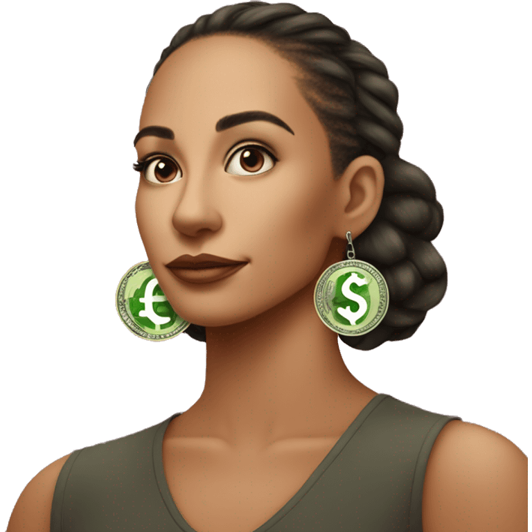 $  symbol dollar  shaped earings woman wearing emoji