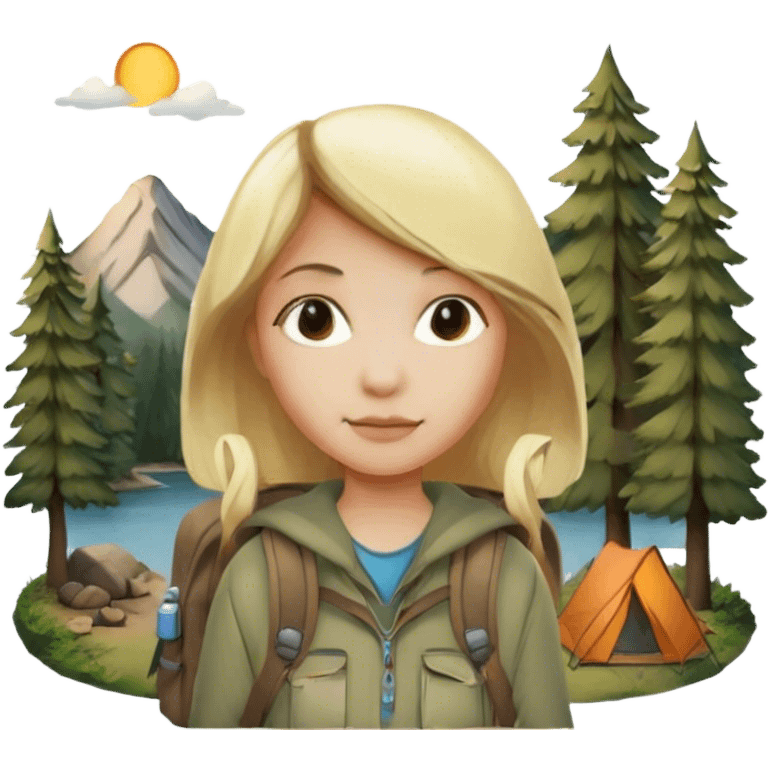 Blonde girl camping emoji