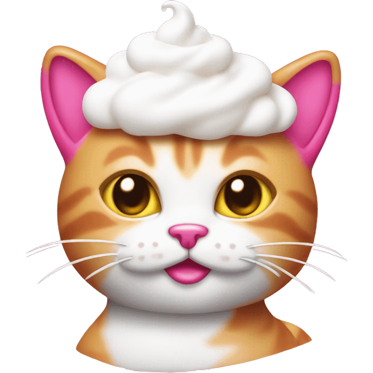 hot pink kitty cat with whipped cream on its head emoji