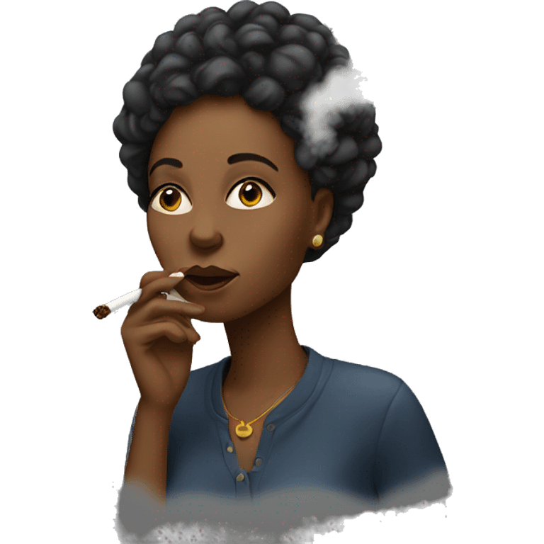 Black woman smoking blunt emoji