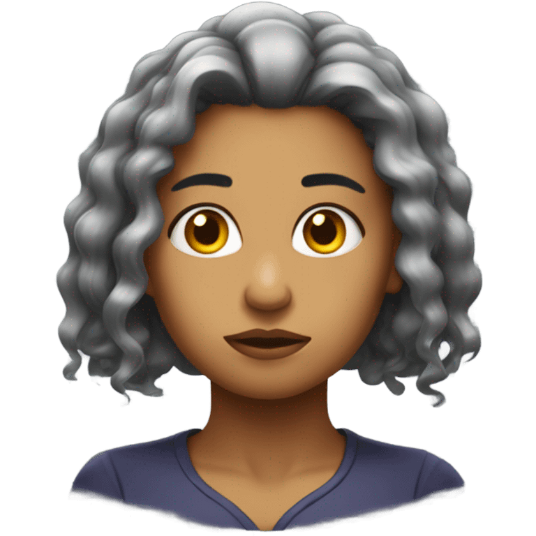 garota de cabelo preto triste emoji