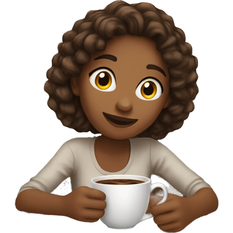 girl enjoying coffee indoors emoji