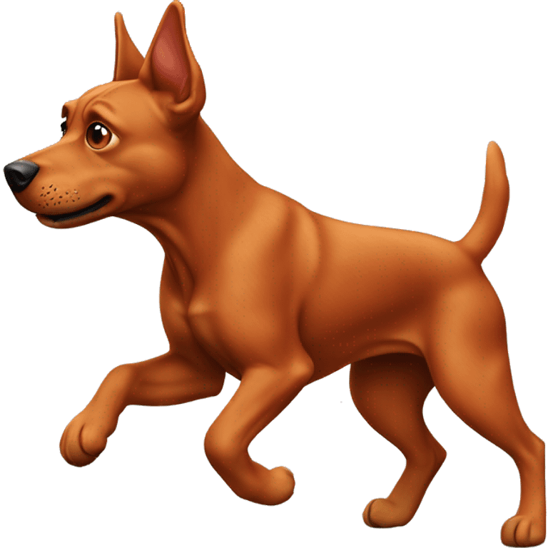 realistic solid red dog with pointed ears running emoji