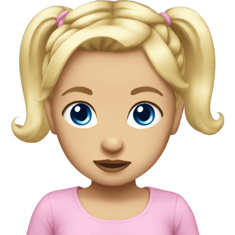 BLONDE HAIR BLUE EYE BABY GIRL WITH PONYTAILS emoji