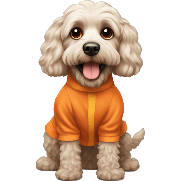 Cockapoo wearing a Halloween costume  emoji