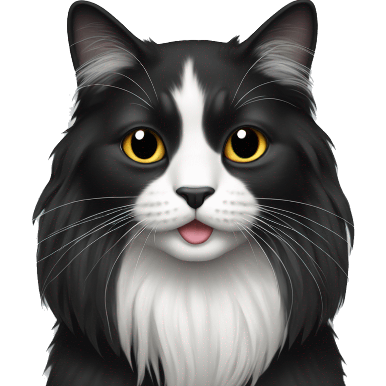 black long hair cat with black and white muzzle emoji