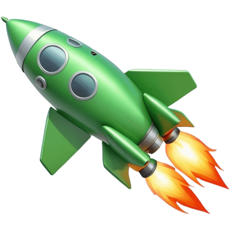 Cinematic realistic 3d green rocket emoji