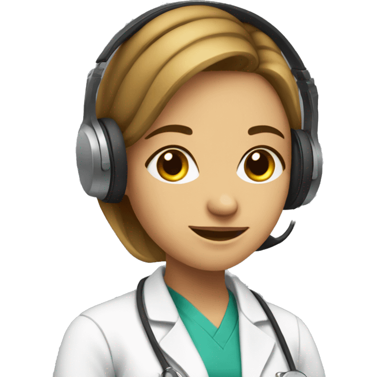 Med student girl with headphones holding her phone emoji