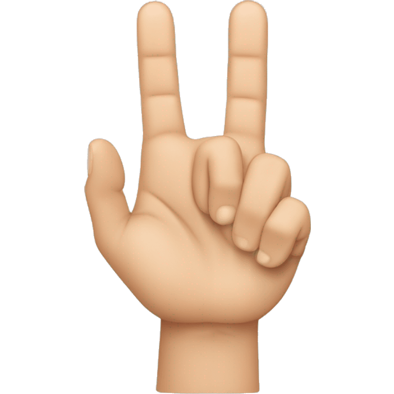 A hand with only the index and middle fingers in the air and the little finger resting on the ring finger and the thumb resting on the lying fingers. emoji