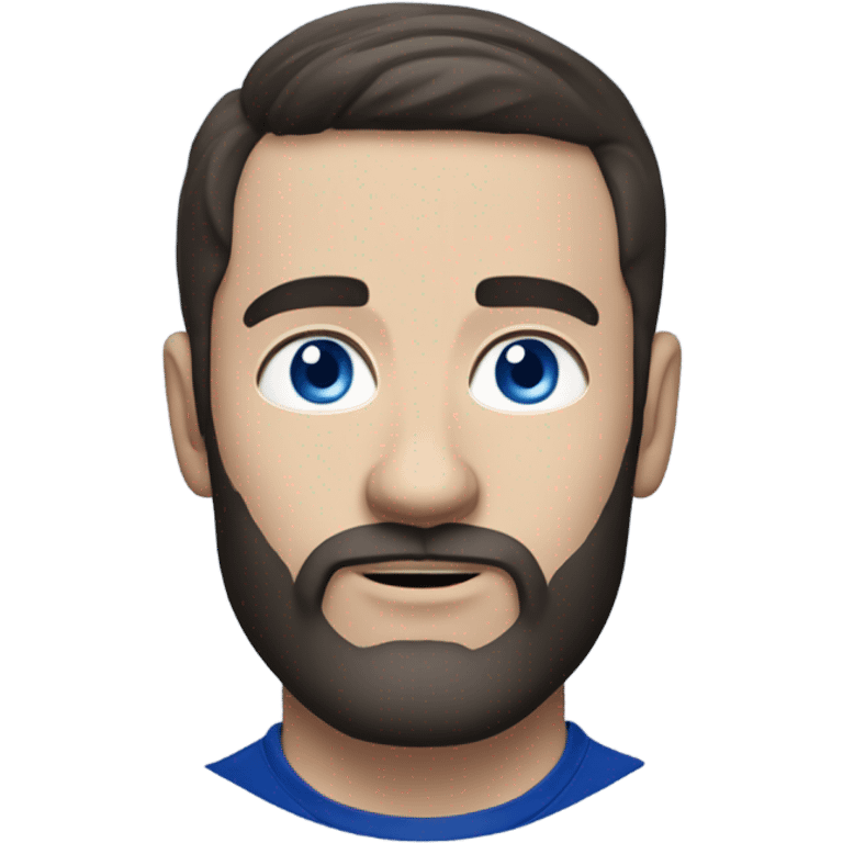 Dark haired white man with blue eyes and with a beard wearing an Everton football jersey  emoji