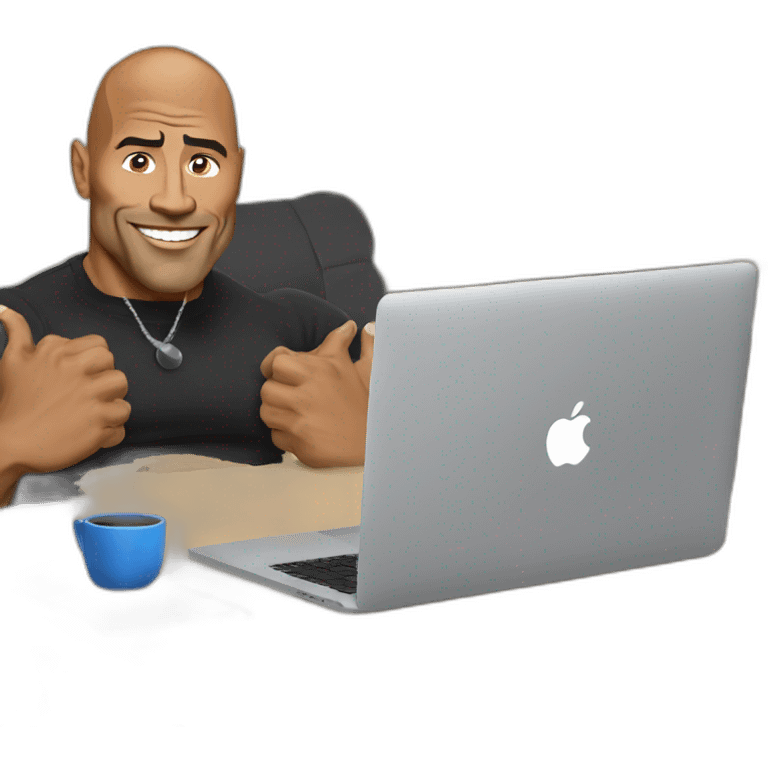 the rock working on apple macbook laptop emoji