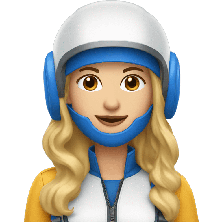 Pretty Honey blonde woman fair skin in blue helmet and blue flight jumpsuit  emoji